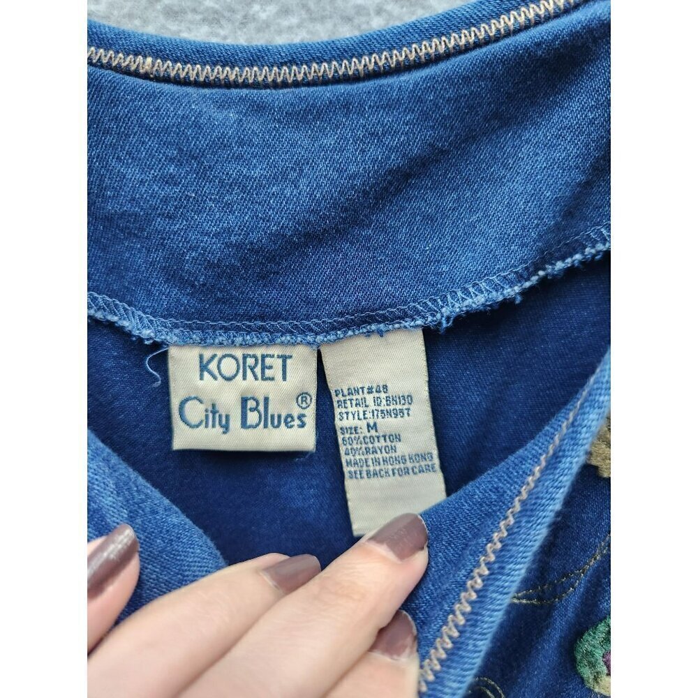 Koret City Blues Womens Embroidered Denim Dress M Sleeveless Button Front - Picture 3 of 5